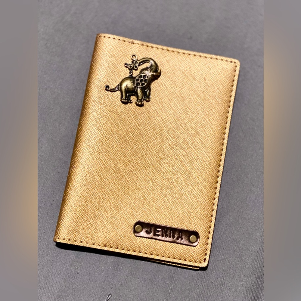 Personalized Gold Passport Cover with Elephant
Charm - Never Used!